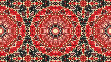 Soyut etnik otantik simetrik desen süs dekoratif Kaleidoscope hareketi geometrik daire ve yıldız şekli