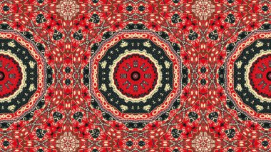 Soyut etnik otantik simetrik desen süs dekoratif Kaleidoscope hareketi geometrik daire ve yıldız şekli
