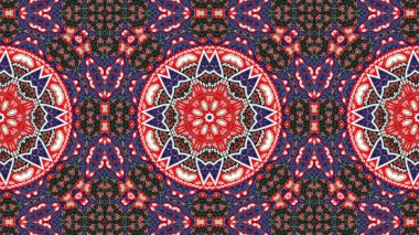 Soyut etnik otantik simetrik desen süs dekoratif Kaleidoscope hareketi geometrik daire ve yıldız şekli