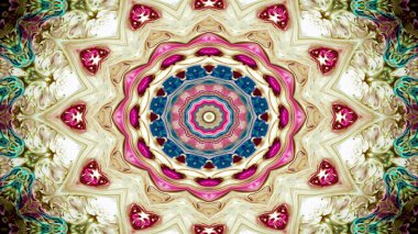 Soyut etnik otantik simetrik desen süs dekoratif Kaleidoscope hareketi geometrik daire ve yıldız şekli