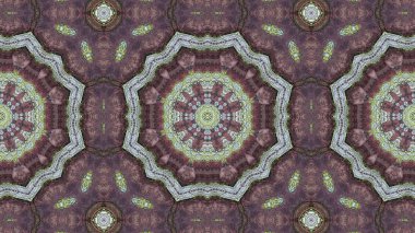 Soyut etnik otantik simetrik desen süs dekoratif Kaleidoscope hareketi geometrik daire ve yıldız şekli