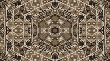 Soyut etnik otantik simetrik desen süs dekoratif Kaleidoscope hareketi geometrik daire ve yıldız şekli