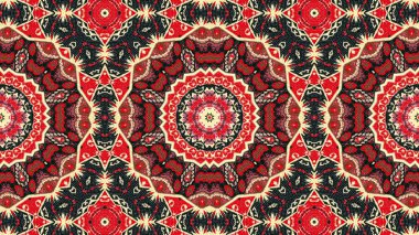 Soyut etnik otantik simetrik desen süs dekoratif Kaleidoscope hareketi geometrik daire ve yıldız şekli