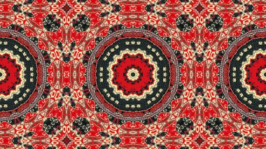 Soyut etnik otantik simetrik desen süs dekoratif Kaleidoscope hareketi geometrik daire ve yıldız şekli