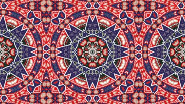 Soyut etnik otantik simetrik desen süs dekoratif Kaleidoscope hareketi geometrik daire ve yıldız şekli