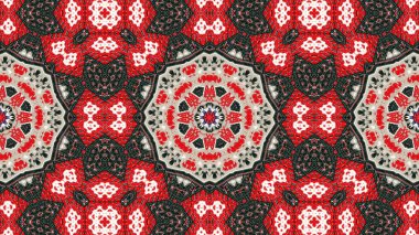 Soyut etnik otantik simetrik desen süs dekoratif Kaleidoscope hareketi geometrik daire ve yıldız şekli