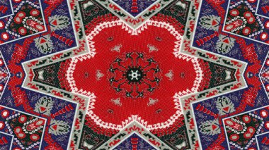 Soyut etnik otantik simetrik desen süs dekoratif Kaleidoscope hareketi geometrik daire ve yıldız şekli