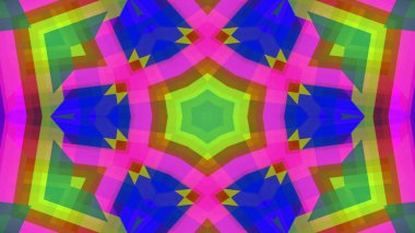 Soyut Renkli Simetrik Desensel Dekoratif Kaleydoskop Hareketi Geometrik Çember ve Yıldız Şekilleri