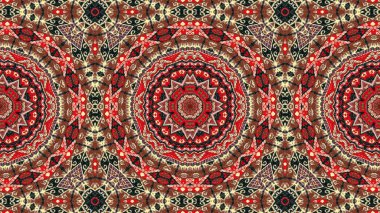 Soyut etnik otantik simetrik desen süs dekoratif Kaleidoscope hareketi geometrik daire ve yıldız şekli