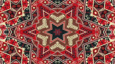 Soyut etnik otantik simetrik desen süs dekoratif Kaleidoscope hareketi geometrik daire ve yıldız şekli