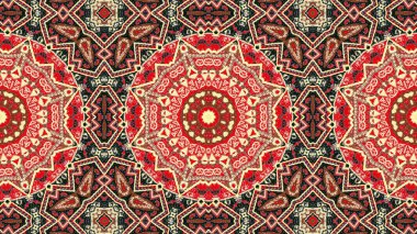 Soyut etnik otantik simetrik desen süs dekoratif Kaleidoscope hareketi geometrik daire ve yıldız şekli