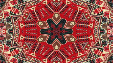 Soyut etnik otantik simetrik desen süs dekoratif Kaleidoscope hareketi geometrik daire ve yıldız şekli