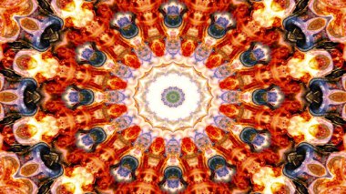 Soyut etnik otantik simetrik desen süs dekoratif Kaleidoscope hareketi geometrik daire ve yıldız şekli