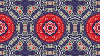Soyut etnik otantik simetrik desen süs dekoratif Kaleidoscope hareketi geometrik daire ve yıldız şekli