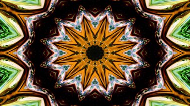Soyut etnik otantik simetrik desen süs dekoratif Kaleidoscope hareketi geometrik daire ve yıldız şekli