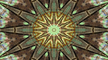 Soyut etnik otantik simetrik desen süs dekoratif Kaleidoscope hareketi geometrik daire ve yıldız şekli