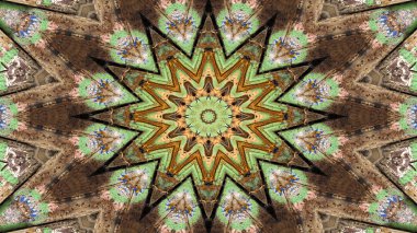 Soyut etnik otantik simetrik desen süs dekoratif Kaleidoscope hareketi geometrik daire ve yıldız şekli