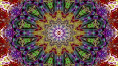 Soyut etnik otantik simetrik desen süs dekoratif Kaleidoscope hareketi geometrik daire ve yıldız şekli