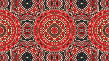 Soyut etnik otantik simetrik desen süs dekoratif Kaleidoscope hareketi geometrik daire ve yıldız şekli