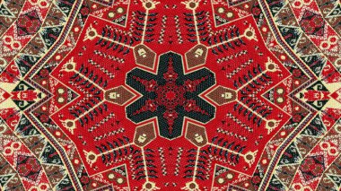 Soyut etnik otantik simetrik desen süs dekoratif Kaleidoscope hareketi geometrik daire ve yıldız şekli
