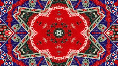 Soyut etnik otantik simetrik desen süs dekoratif Kaleidoscope hareketi geometrik daire ve yıldız şekli