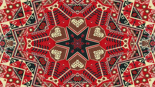 Abstraktní Etnické Autentické Symetrický Vzor Okrasné Dekorativní Kaleidoskop Hnutí Geometrické — Stock fotografie