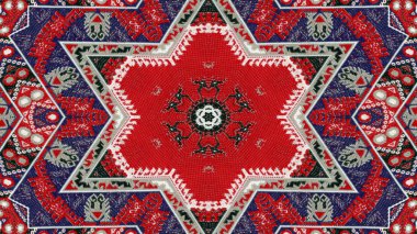 Soyut etnik otantik simetrik desen süs dekoratif Kaleidoscope hareketi geometrik daire ve yıldız şekli