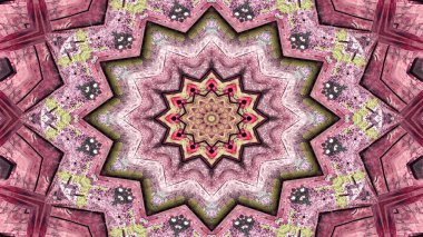 Soyut etnik otantik simetrik desen süs dekoratif Kaleidoscope hareketi geometrik daire ve yıldız şekli