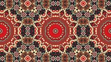 Soyut etnik otantik simetrik desen süs dekoratif Kaleidoscope hareketi geometrik daire ve yıldız şekli