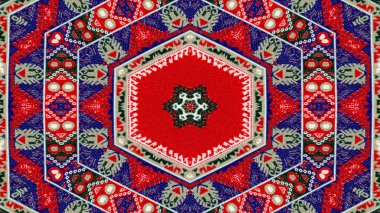 Soyut etnik otantik simetrik desen süs dekoratif Kaleidoscope hareketi geometrik daire ve yıldız şekli