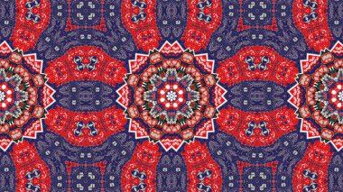 Soyut etnik otantik simetrik desen süs dekoratif Kaleidoscope hareketi geometrik daire ve yıldız şekli