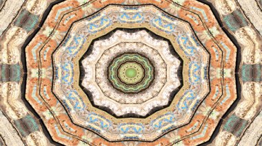 Soyut etnik otantik simetrik desen süs dekoratif Kaleidoscope hareketi geometrik daire ve yıldız şekli