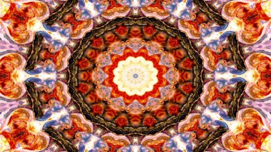 Soyut etnik otantik simetrik desen süs dekoratif Kaleidoscope hareketi geometrik daire ve yıldız şekli