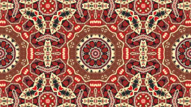 Soyut etnik otantik simetrik desen süs dekoratif Kaleidoscope hareketi geometrik daire ve yıldız şekli