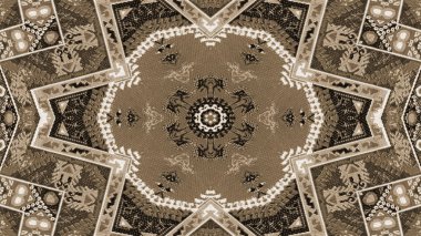 Soyut etnik otantik simetrik desen süs dekoratif Kaleidoscope hareketi geometrik daire ve yıldız şekli
