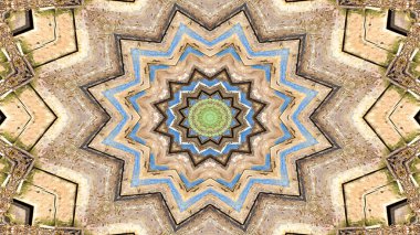 Soyut etnik otantik simetrik desen süs dekoratif Kaleidoscope hareketi geometrik daire ve yıldız şekli
