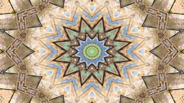 Soyut etnik otantik simetrik desen süs dekoratif Kaleidoscope hareketi geometrik daire ve yıldız şekli