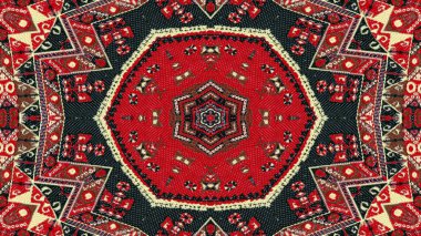Soyut etnik otantik simetrik desen süs dekoratif Kaleidoscope hareketi geometrik daire ve yıldız şekli
