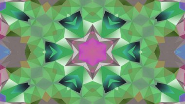 Soyut Renkli Simetrik Desensel Dekoratif Kaleydoskop Hareketi Geometrik Çember ve Yıldız Şekilleri
