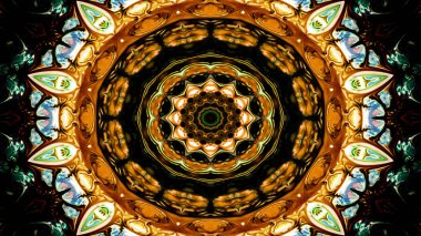 Soyut etnik otantik simetrik desen süs dekoratif Kaleidoscope hareketi geometrik daire ve yıldız şekli