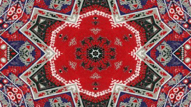 Soyut etnik otantik simetrik desen süs dekoratif Kaleidoscope hareketi geometrik daire ve yıldız şekli