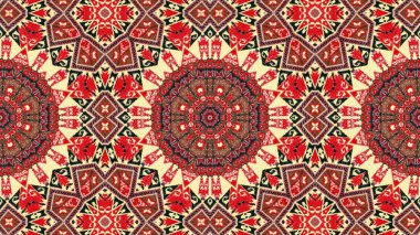 Soyut etnik otantik simetrik desen süs dekoratif Kaleidoscope hareketi geometrik daire ve yıldız şekli