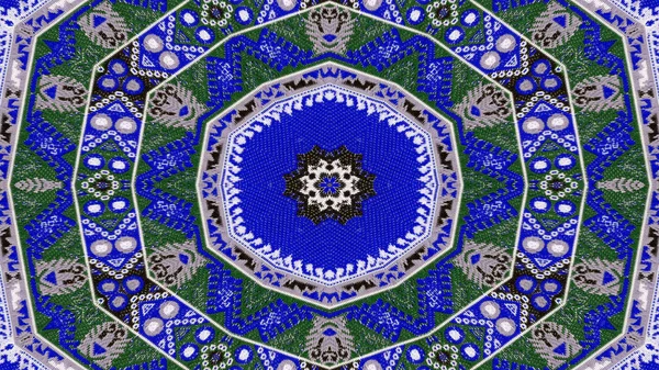 Absztrakt Etnikai Hiteles Szimmetrikus Minta Díszítő Dekoratív Kaleidoszkóp Mozgalom Geometriai — Stock Fotó