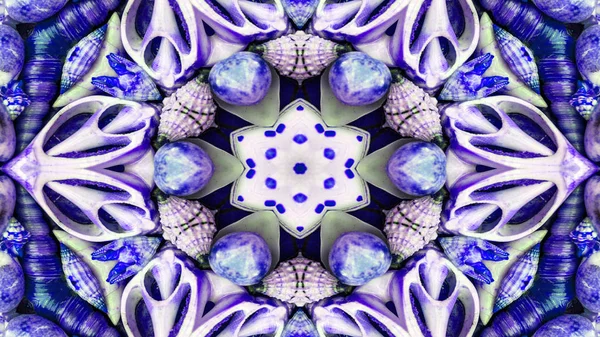 Abstract Dry Seashells and Stars  Concept Symmetric Pattern Ornamental Decorative Kaleidoscope Movement Geometric Circle and Star Shapes