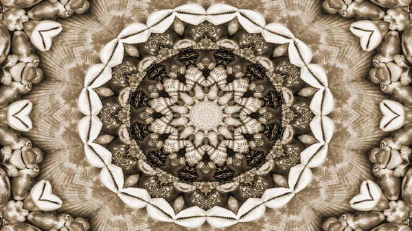 Abstrato Seco Seashells Estrelas Conceito Padrão Simétrico Ornamental Decorativo Caleidoscópio — Fotografia de Stock