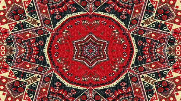 Abstraktní Etnické Autentické Symetrický Vzor Okrasné Dekorativní Kaleidoskop Hnutí Geometrické — Stock fotografie