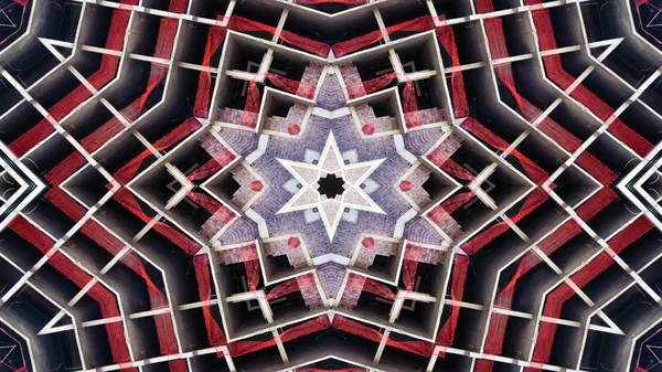 Abstract Bouw Gebouw Gebied Symmetrisch Patroon Sier Decoratieve Caleidoscoop Verkeer — Stockfoto