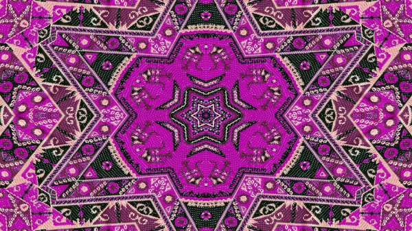 Abstract Ethnic Authentic Symmetric Pattern Ornamental Decorative Kaleidoscope Movement Geometric Circle and Star Shape