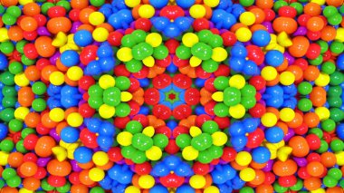 Soyut Renkli Simetrik Desensel Dekoratif Kaleydoskop Hareketi Geometrik Çember ve Yıldız Şekilleri