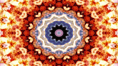 Soyut etnik otantik simetrik desen süs dekoratif Kaleidoscope hareketi geometrik daire ve yıldız şekli